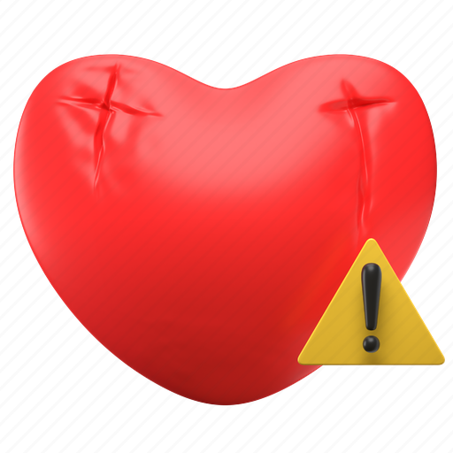 Heart disease, alert, heart-attack, disease, heart-care, treatment, medical 3D illustration - Download on Iconfinder