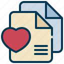 document, file, heart, love, favorite