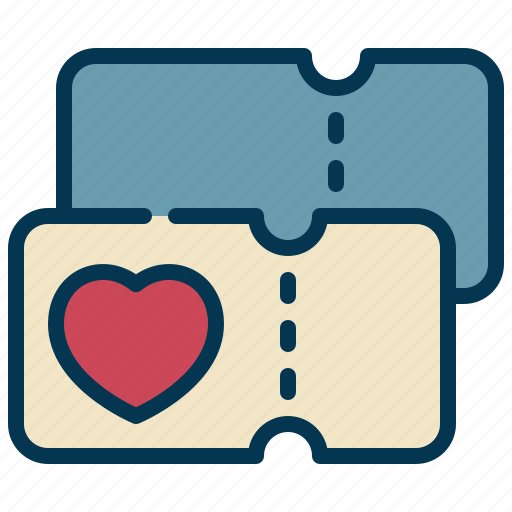 Ticket, love, heart, happy, valentine icon - Download on Iconfinder