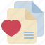 document, file, heart, love, favorite 