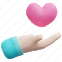 hand, give, giving, charity, heart, love, valentine, 3d 