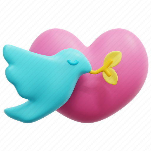 Freedom, peace, bird, flying, heart, love, valentine 3D illustration - Download on Iconfinder
