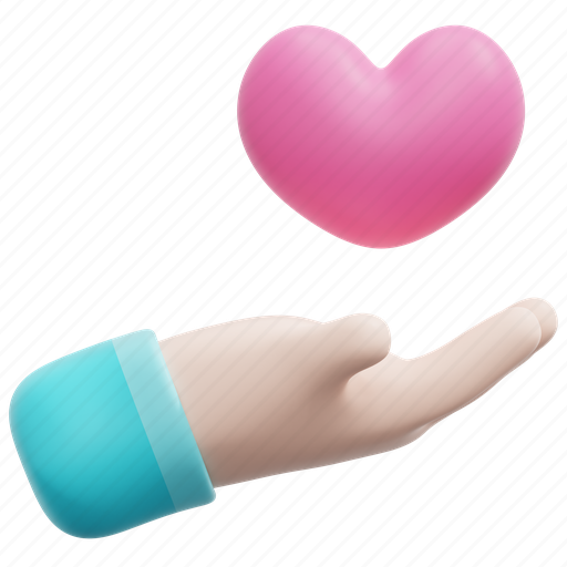 Hand, give, giving, charity, heart, love, valentine 3D illustration - Download on Iconfinder