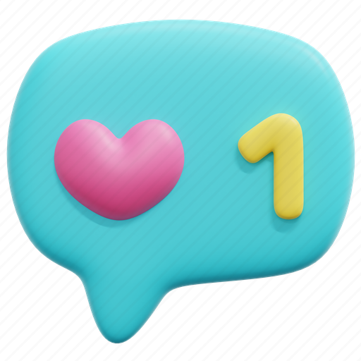 Like, bubble, chat, message, heart, love, valentine 3D illustration - Download on Iconfinder