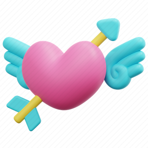 Cupid, arrow, wing, romance, heart, valentine, love 3D illustration - Download on Iconfinder