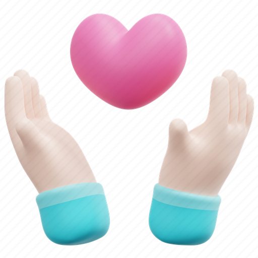 Hands, give, giving, charity, heart, valentine, love 3D illustration - Download on Iconfinder