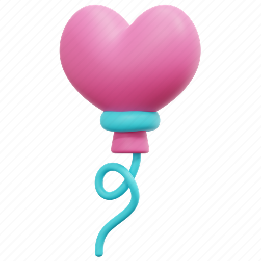 Heart, balloon, birthday, party, valentine, love, 3d 3D illustration - Download on Iconfinder