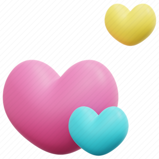 Hearts, loving, lover, romance, heart, valentine, love 3D illustration - Download on Iconfinder