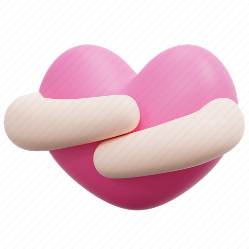 Hug, care, hand, embrace, heart, valentine, love 3D illustration - Download on Iconfinder
