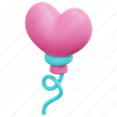 heart, balloon, birthday, party, love, valentine, 3d