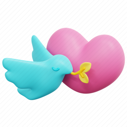 Freedom, peace, bird, flying, love, heart, valentine 3D illustration - Download on Iconfinder