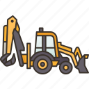 backhoe, bulldozer, loader, excavator, construction