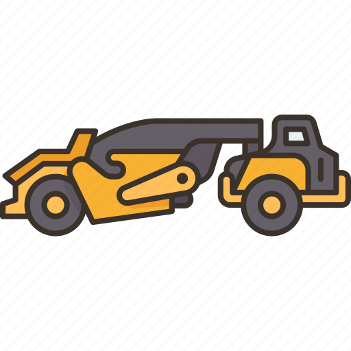 Scraper, tractor, wheel, earthmover, machinery icon - Download on Iconfinder