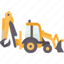 backhoe, bulldozer, loader, excavator, construction
