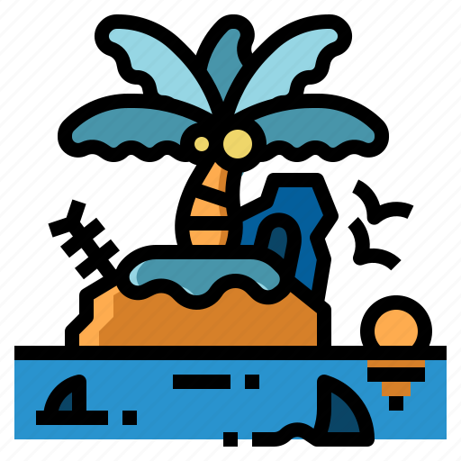 Desert, island, shark, dangerous, alone, ocean, problem icon - Download on Iconfinder