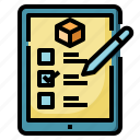 list, clipboard, verification, checking, tasks, checklist, document