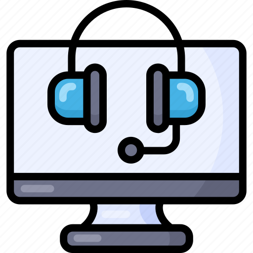 Helpdesk, monitor, earphone, sound, audio icon - Download on Iconfinder