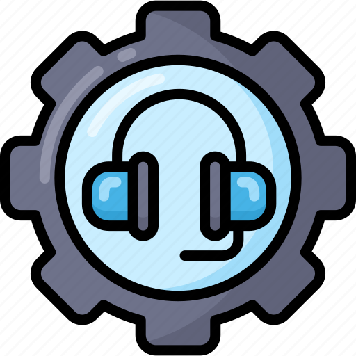 Helpdesk, settings, gear, headset, support icon - Download on Iconfinder