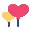 balloons, heart, love, party