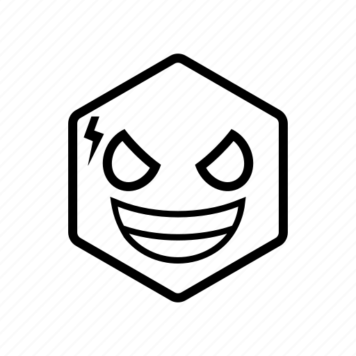 Devil laugh, emoticon, hexagon, satanic grin icon - Download on Iconfinder