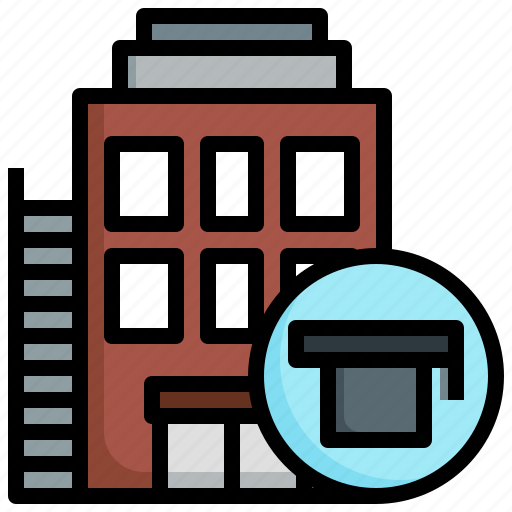 Higher, education, dormitory, quarantine, architecture, rooms, building icon - Download on Iconfinder