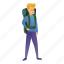 backpack, hiker, person, retro, man 