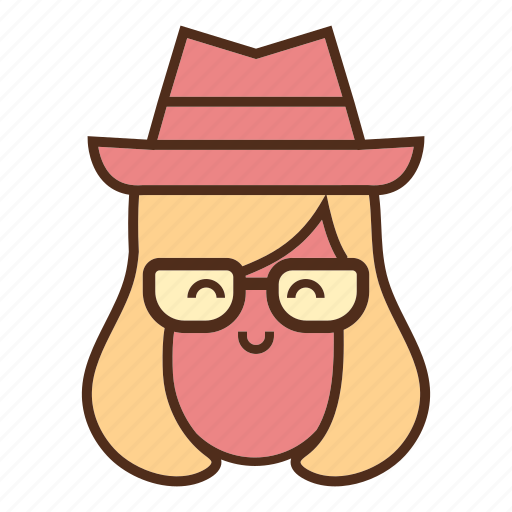 Face, girl, hipster geek, smile, user hat icon - Download on Iconfinder