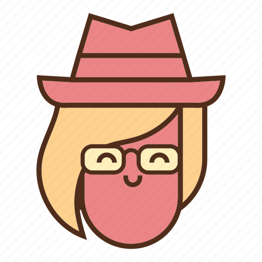Face, girl, hipster geek, smile, user hat icon - Download on Iconfinder