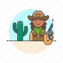 cowboy, history, cactus, west, woman, gun, hat, wild 