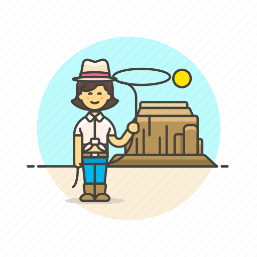 Cowboy, history, lasso, west, woman, hat, wild icon - Download on Iconfinder