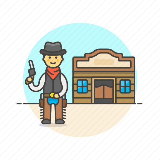 Cowboy, history, tavern, man, west, gun, hat icon - Download on Iconfinder