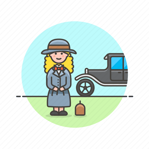 European, history, lady, car, formal, woman, retro icon - Download on Iconfinder
