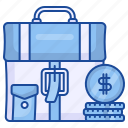 briefcase, business, cash, money, coins