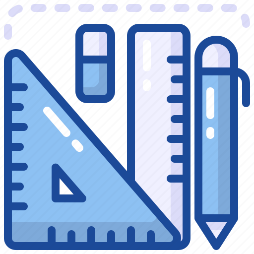 Stationery, pen, ruler, eraser, equipment, tool icon - Download on Iconfinder
