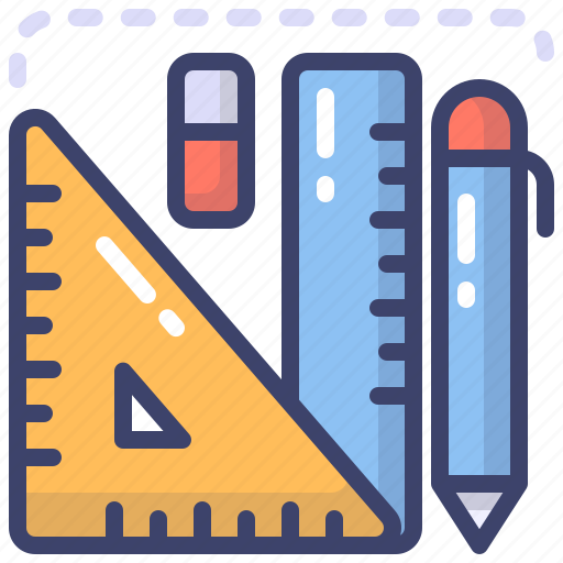 Stationery, pen, ruler, eraser, equipment icon - Download on Iconfinder