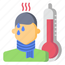 man, fever, thermometer