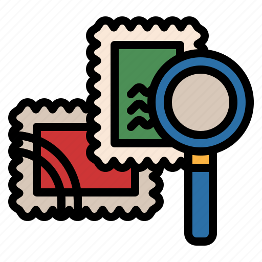 Collections, hobby, search, stamps icon - Download on Iconfinder