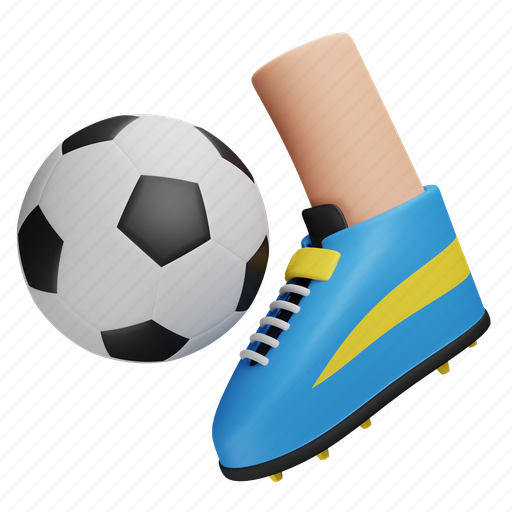 Football, leg, play, soccer, sport, activity, ball 3D illustration - Download on Iconfinder