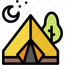 camping, tent, summer, moon, holidays, nature