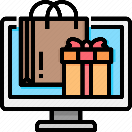Monitor, box, computer, shopping, gift, bag, online icon - Download on Iconfinder
