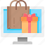 computer, box, gift, shopping, monitor, bag, online 