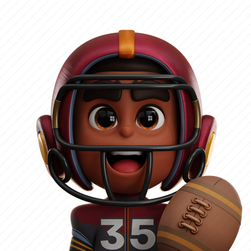 American, football, player, american football player, american football, rughby player, rugby gear 3D illustration - Download on Iconfinder