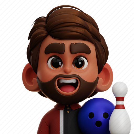 Bowling, player, bowling player, sport, sports and competition, by, ball 3D illustration - Download on Iconfinder
