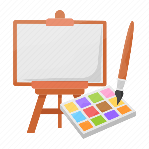 Canvas board, stand, hobby, portrait, painting, artistic, color palette icon - Download on Iconfinder