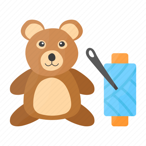 Teddy bear, crafting, hobby, playing, needle, spooll, embroidery icon - Download on Iconfinder
