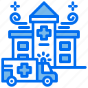 ambulance, building, emergency, hospital, pharmacy, vehicle