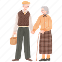 elderly, couple, holding hands, love, grandfather, grandmother, autumn