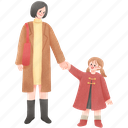 mother, daughter, holding hands, family, take care, outdoor, autumn