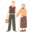 elderly, couple, holding hands, love, grandfather, grandmother, autumn 