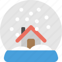 globe, home, house, snow, snowglobe, winter